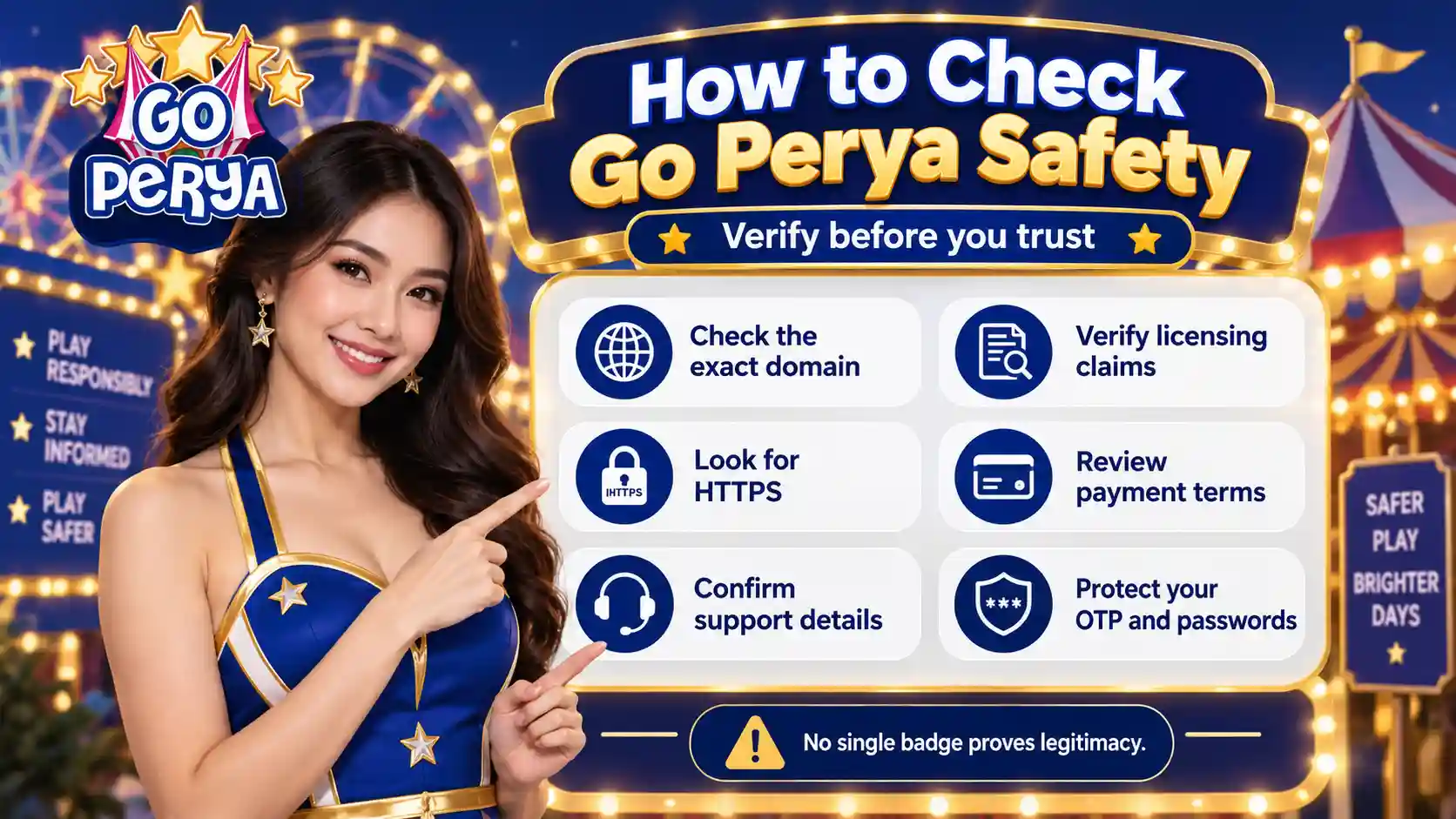 Go Perya website licensing payment and account safety checks illustration