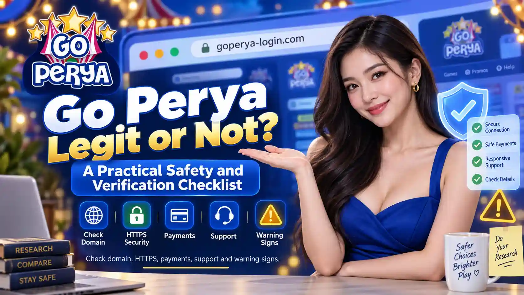 Go Perya legitimacy safety and website verification checklist illustration