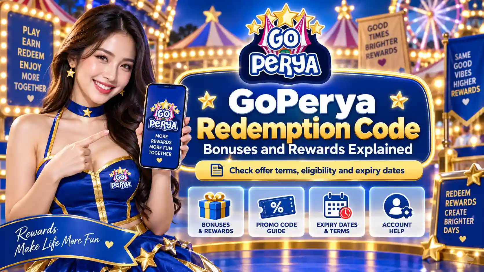GoPerya redemption code bonuses and rewards information illustration