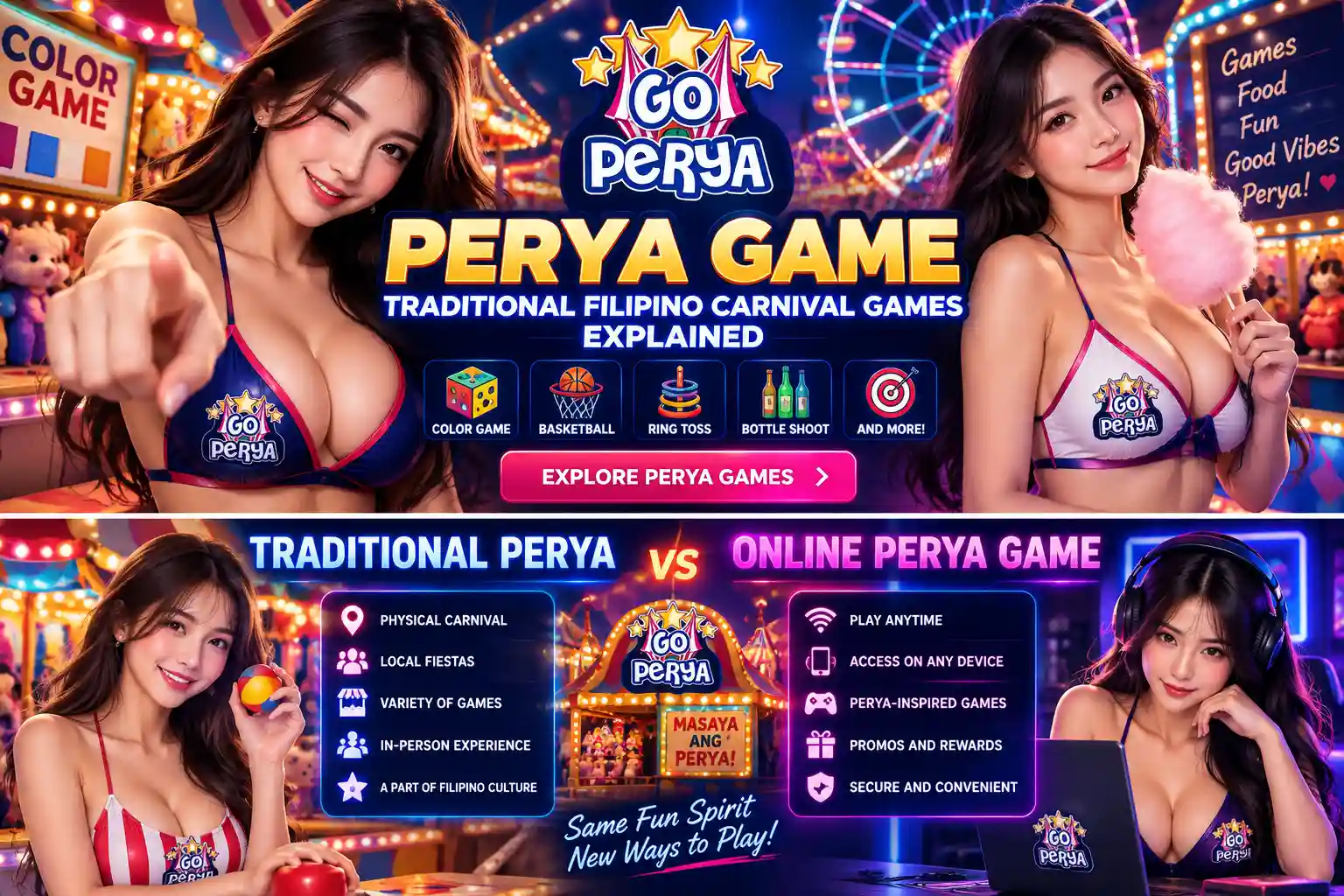 Traditional perya game compared with an online digital game version